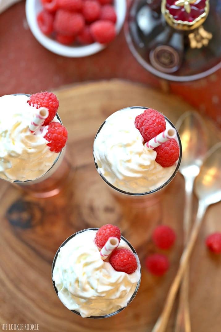 Adult Raspberry Italian Cream Sodas made with Chambord! So fun and delicious, perfect cocktail for Valentine's Day! | The Cookie Rookie